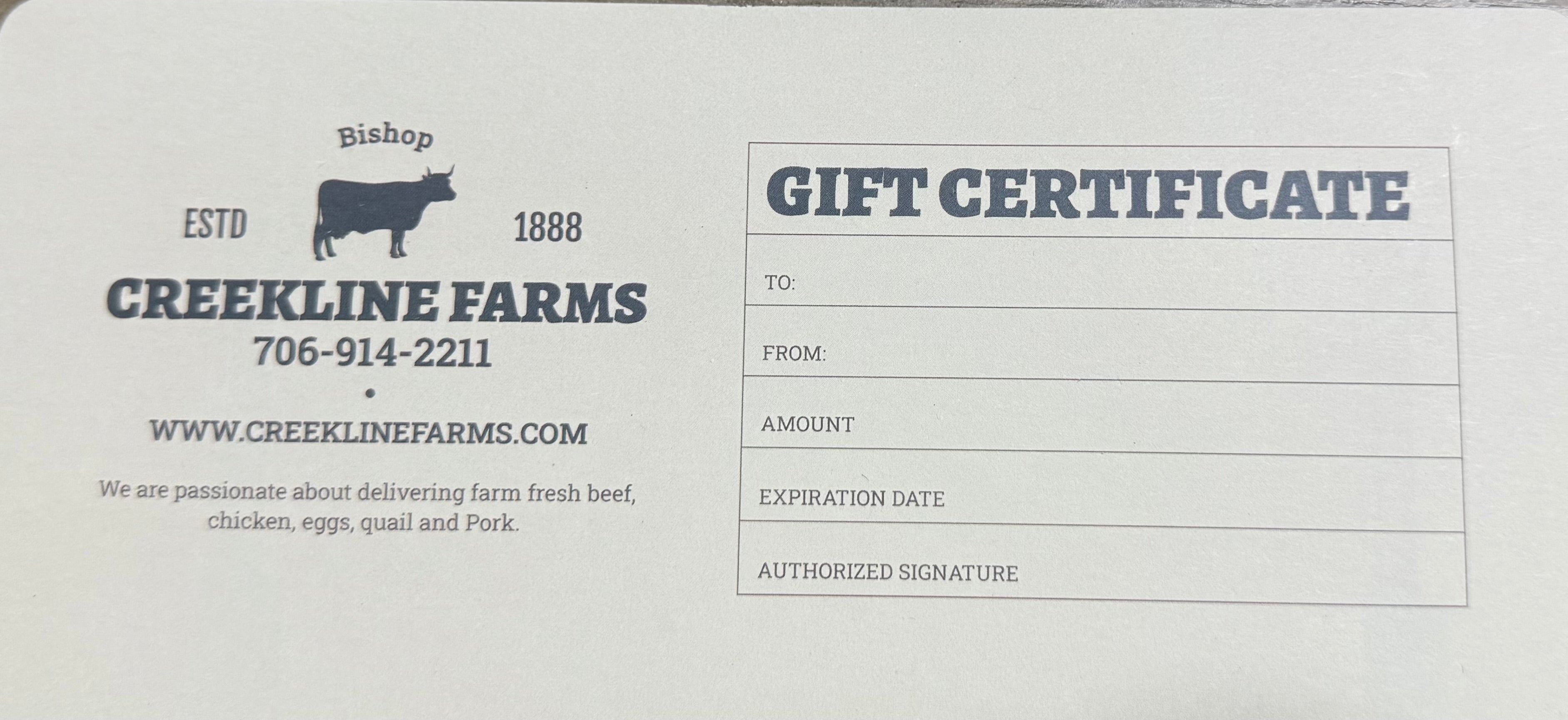 Creekline Gift Certificate